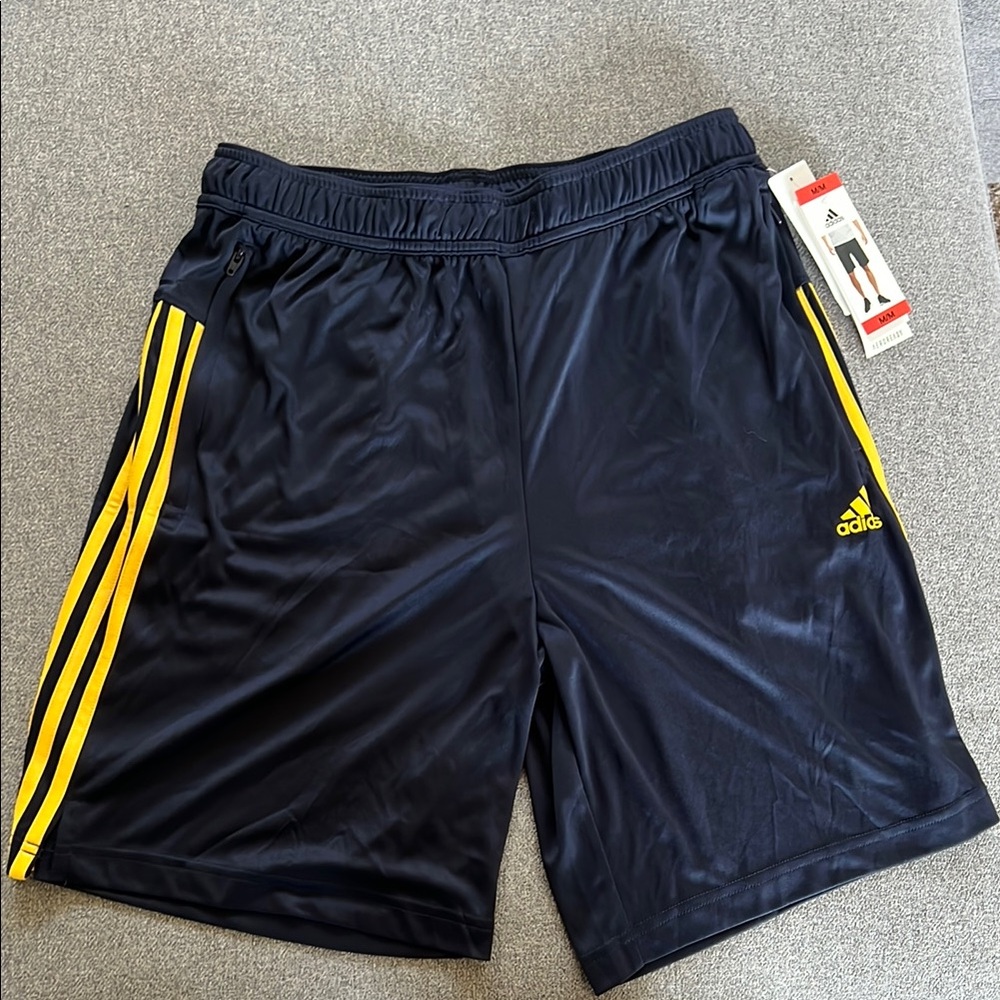 Adidas Blue and Yellow Athletic Shorts Relaxed Fit
